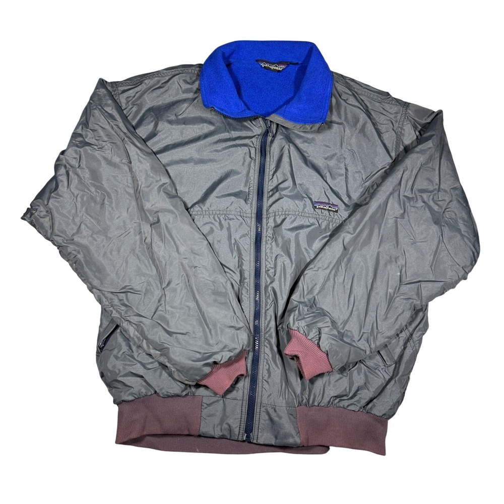 Vintage 80s Made in USA Patagonia Synchilla Shelled Jacket Grey Blue XL 42111 F8